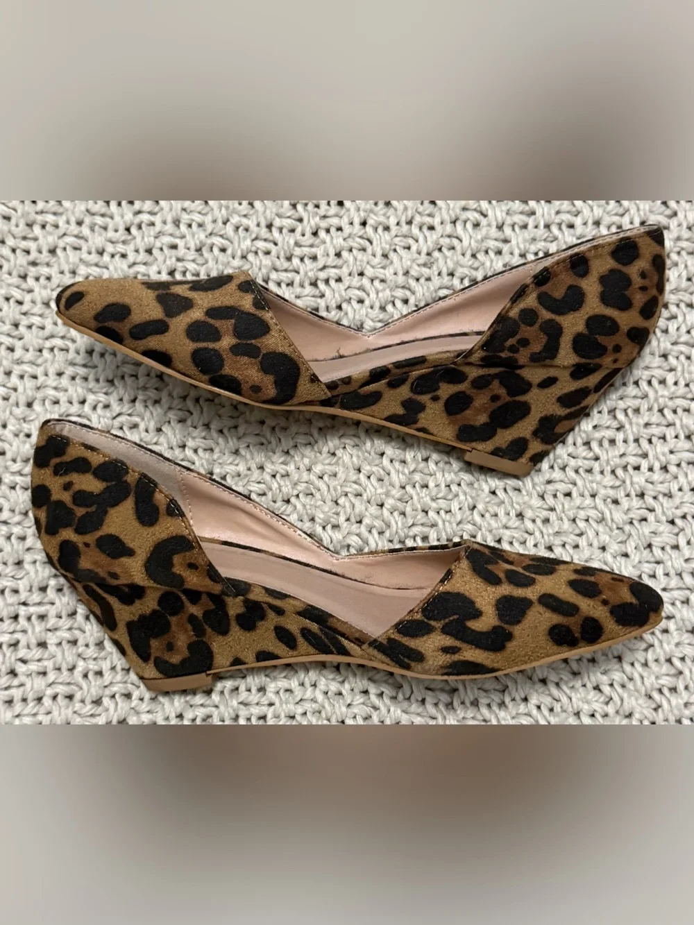 Journee Collection Leopard Print Pointed Toe Wedge- NWOB Brown/Black- Size 6